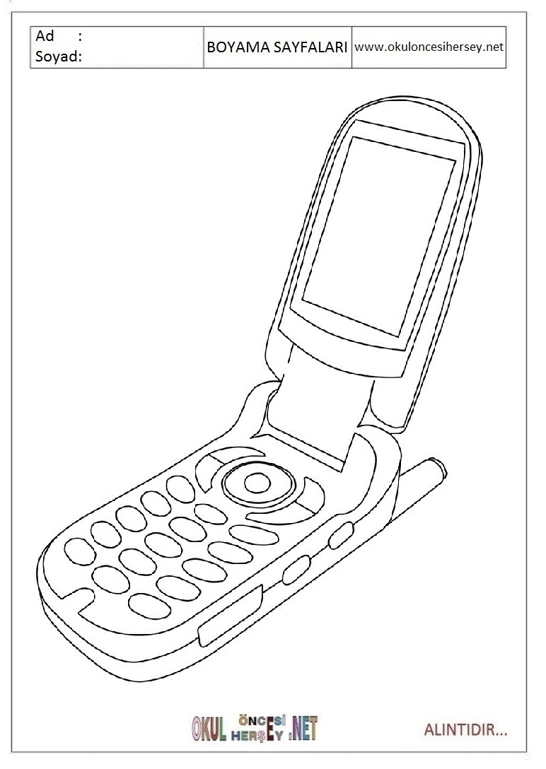 Çocuklar İçin Cep-Telefonu Boyama Sayfaları 